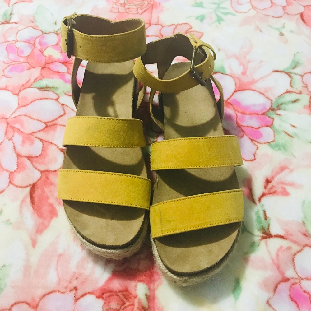 Target brand yellow espadrilles.